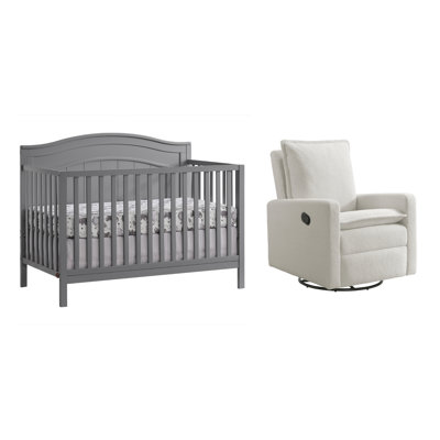 Oxford Baby Nolan 2 Piece Nursery Set Includes 4 In 1 Convertible Crib (Dove Gray) And Boucle White Uptown Glider -  OxfordBaby, Composite_2EE93450-5C74-4AD0-B09D-D751E5EAB16A_1716413192