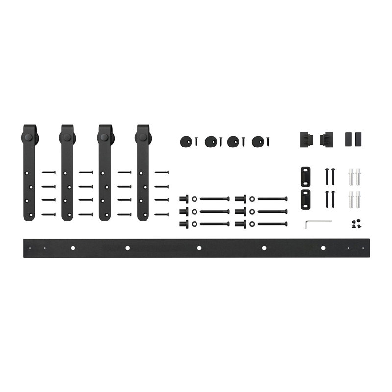 Solid Steel Mini Sliding Rolling Barn Door Hardware Kit for Double Wood Doors