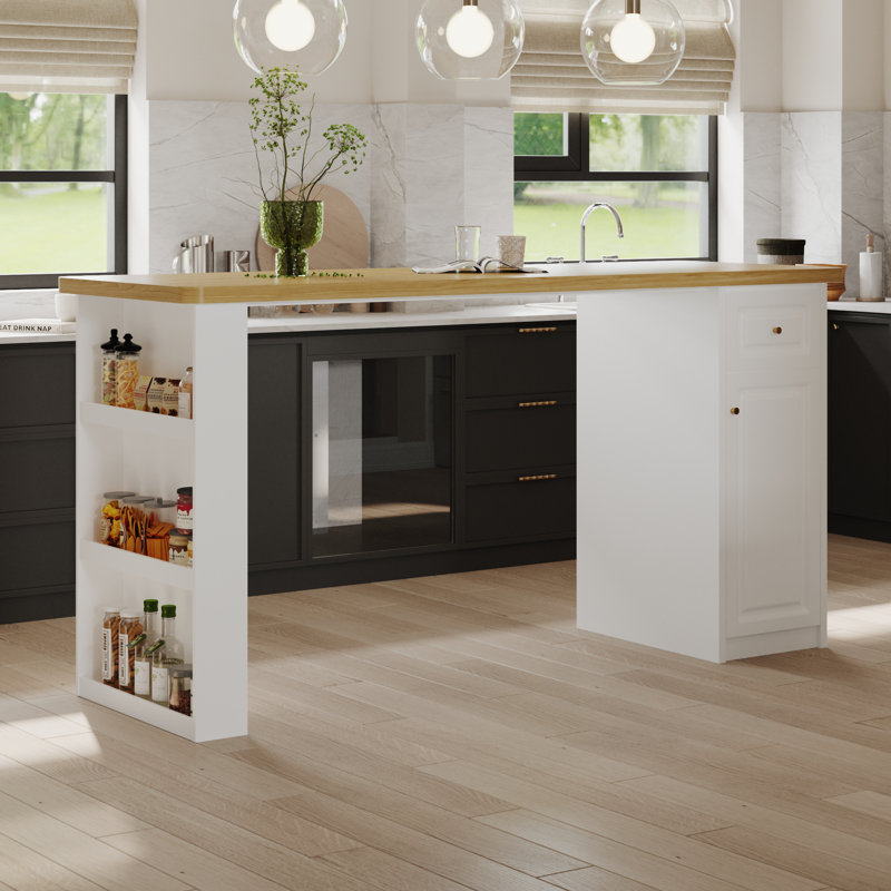 Armoire de bar 82,7 po avec tablettes ouvertes et tiroir