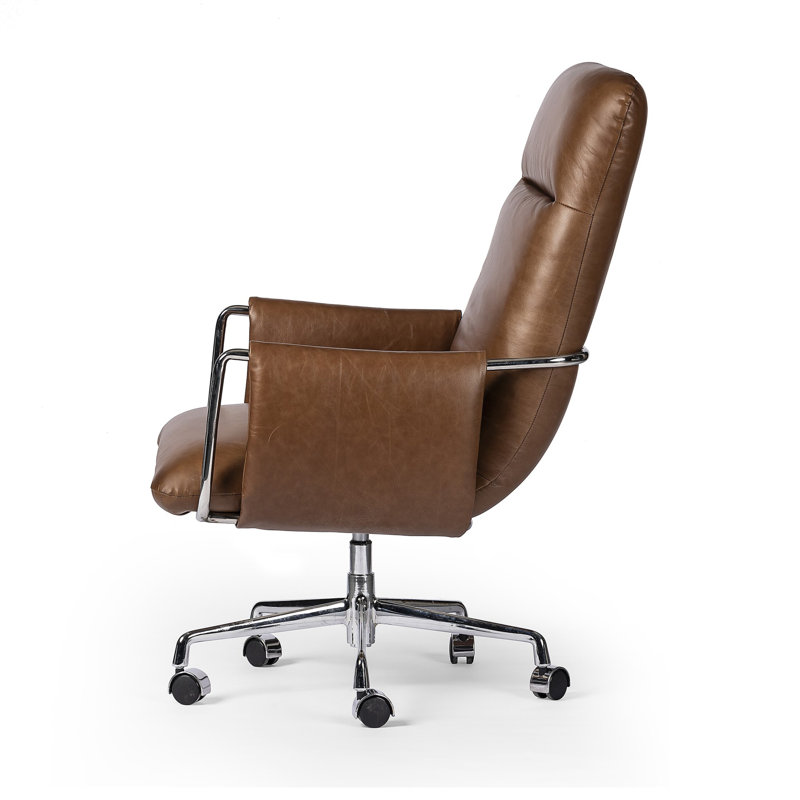 Sherman Leather Swivel Office Chair, Chestnut