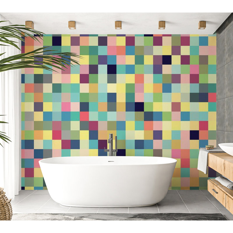 Non-Pasted Geometric Wall Mural, 90" L x 118" W