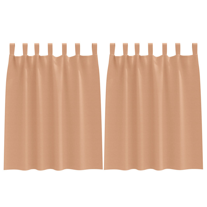Curtains With Curtains 2 Pcs Polyester, 140cm Width x 140cm Drop, Light Brown
