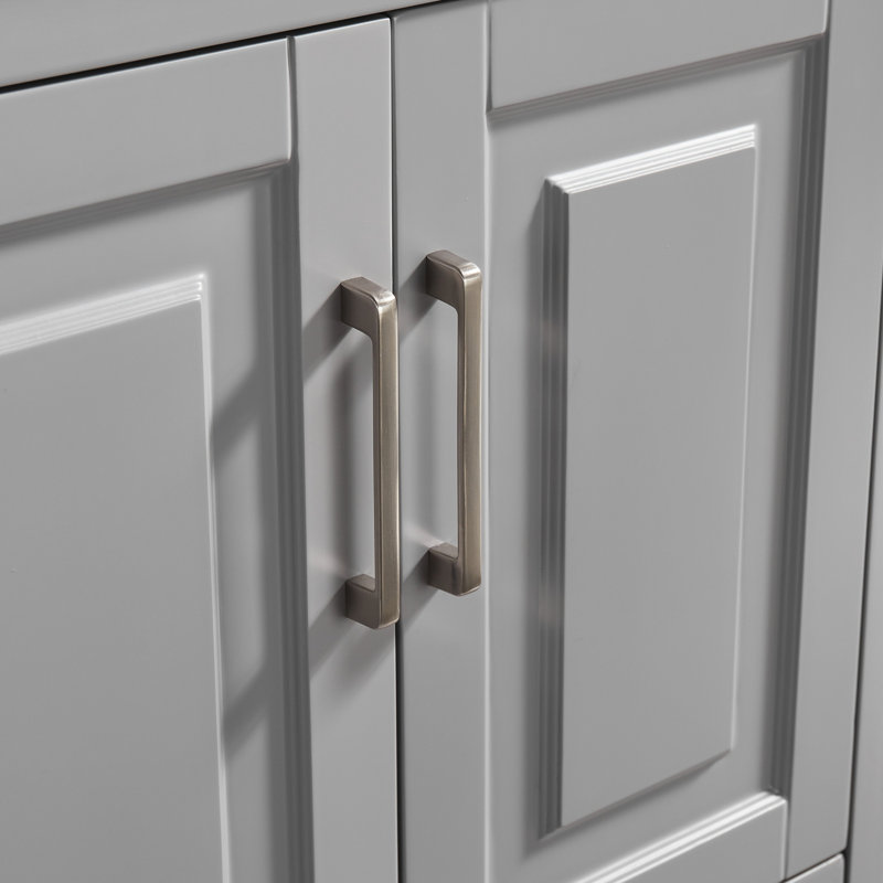 Meuble-lavabo double autoportant avec pierre artificielle, Gris