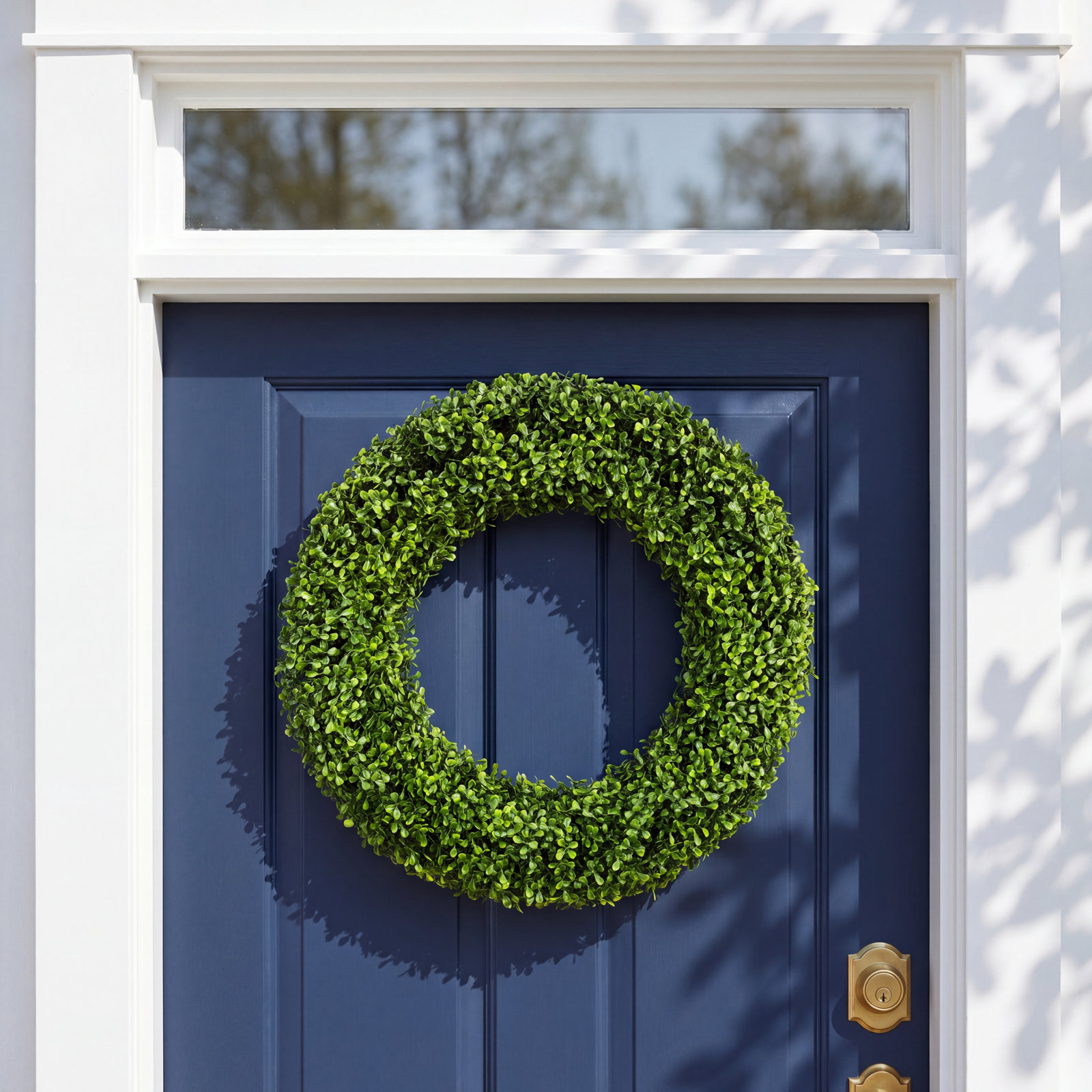 Inch Boxwood Wreath - Round UV Resistant Artificial Spring, Summer, Fall, or Winter Wreath - Indoor/Outdoor Wreaths for Front Door