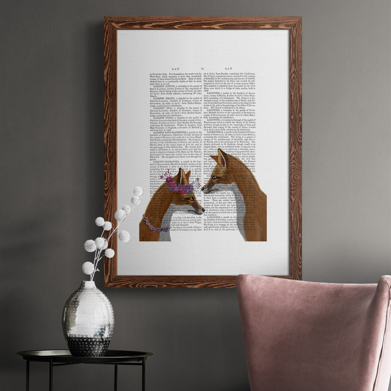 Fox Lovers, toile encadrée de qualité supérieure - prête à être accrochée, H 37,5 po x l 27,5 po x P 1 po, Cadre érable