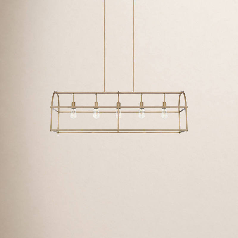 5 - Light Kitchen Island Pendant, Aged Brass