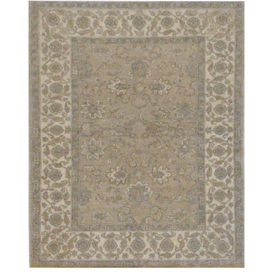 Tapis unique crème, bleu, vert et beige de 7 pi x 8 pi 10 po One-of-a-Kind