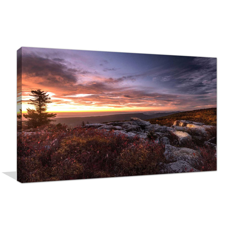 «Sunset at The Gorge», reproduction de photo, H 18 po x l 30 po x P 1 po, Toile tendue