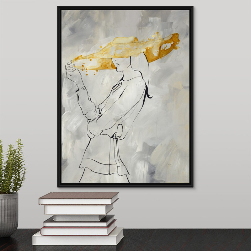 « new mode plate ii », peinture sur toile, H 17,7 po x l 13,7 po x p 1,75 po, Cadre flottant noir