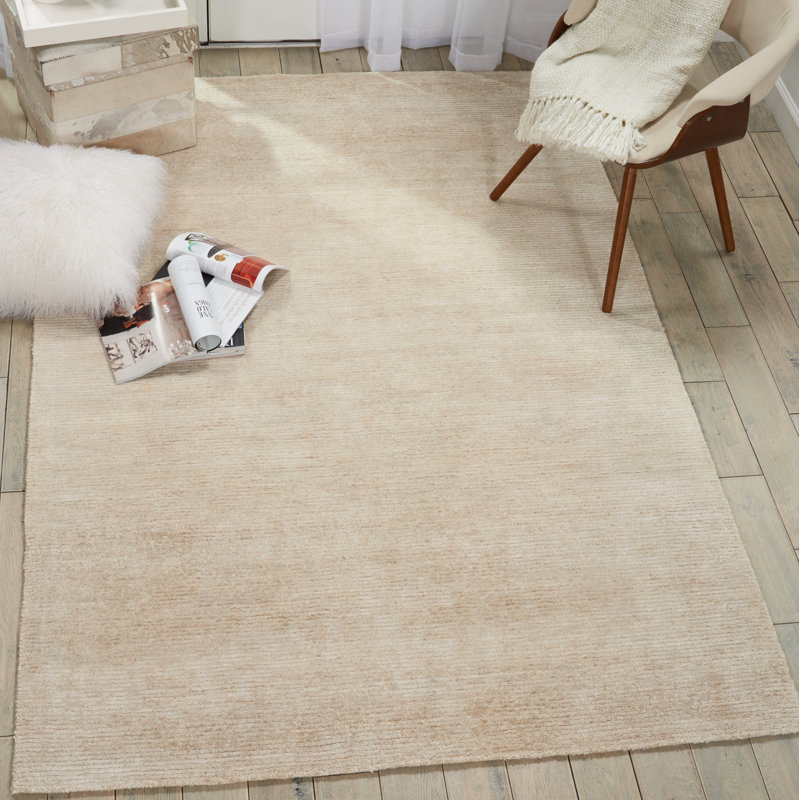 Tapis uni en lin touffeté à la main Zendejas, Rectangle 9 pi 6 po x 13 pi