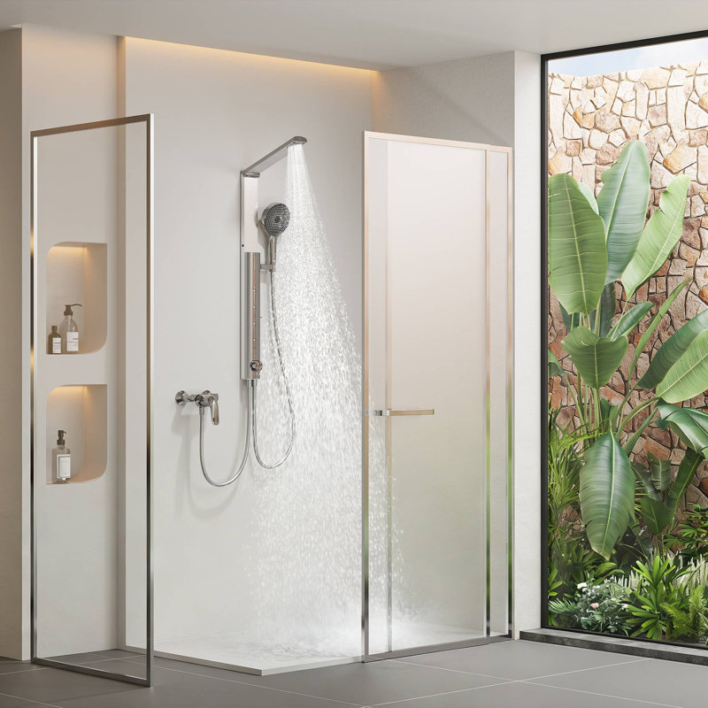  RainFlexi S1 Foldable Shower System, Adjustable Height Handheld Shower Head with 4 Massage Modes