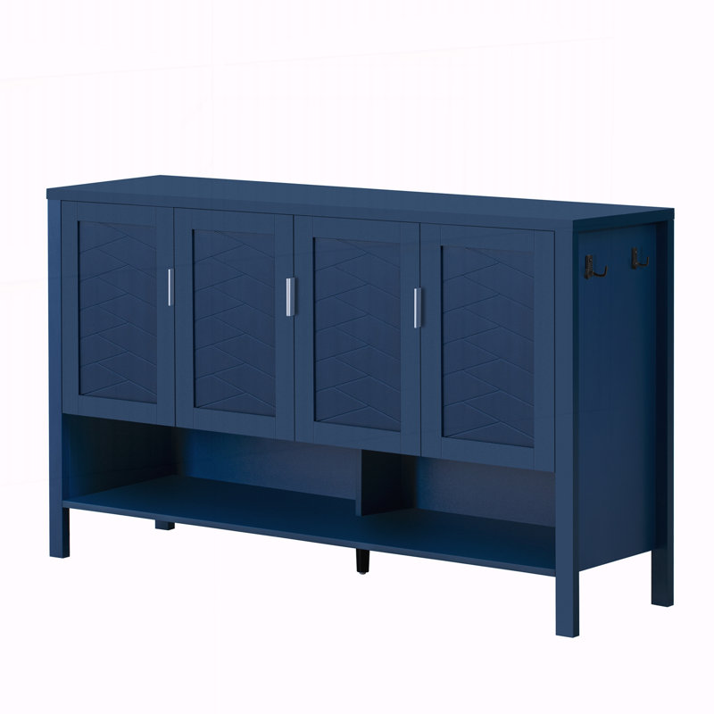 55.1'' Storage Sideboard with 4-Doors, Navy Blue