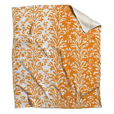 Orange Damask Pattern Blankets