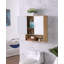 Armoire murale de salle de bain avec porte double, tablette inférieure, portes à motif ondulé, tablette intérieure réglable, installation facile, bois blanc et naturel