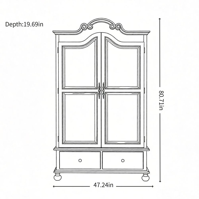 Armoire américaine à deux portes peintes