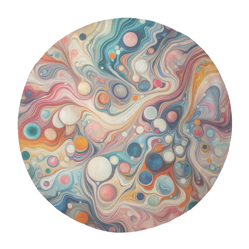Tapis tressé en marbre chromatique, Rond 5 pi