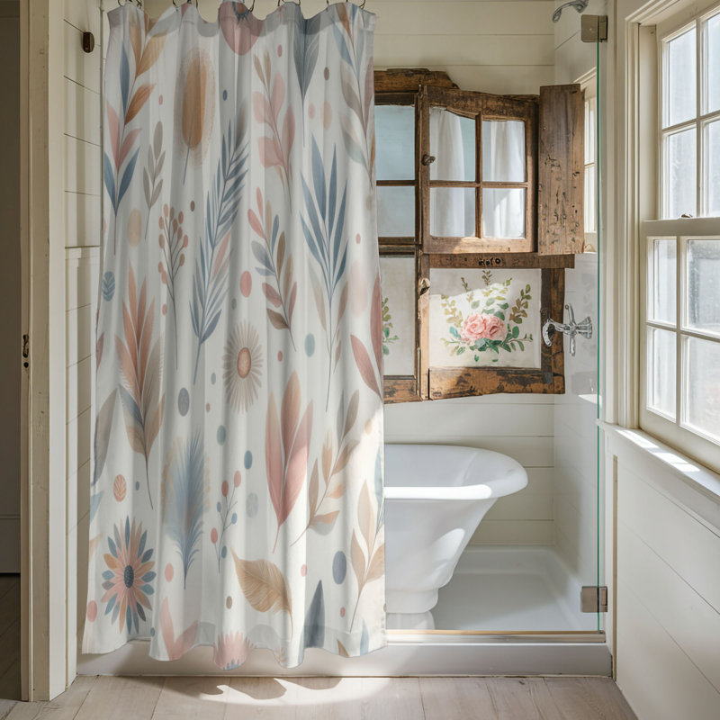 Rideau de douche 1 pièce Soft Pastel Boho, H 74 po x l 71 po