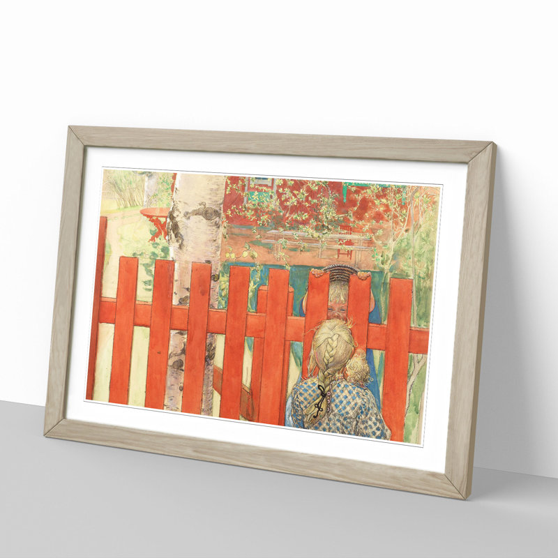 Children by Carl Larsson - Picture Frame Painting, Oak Framed, 27cm H x 36cm W x 2cm D