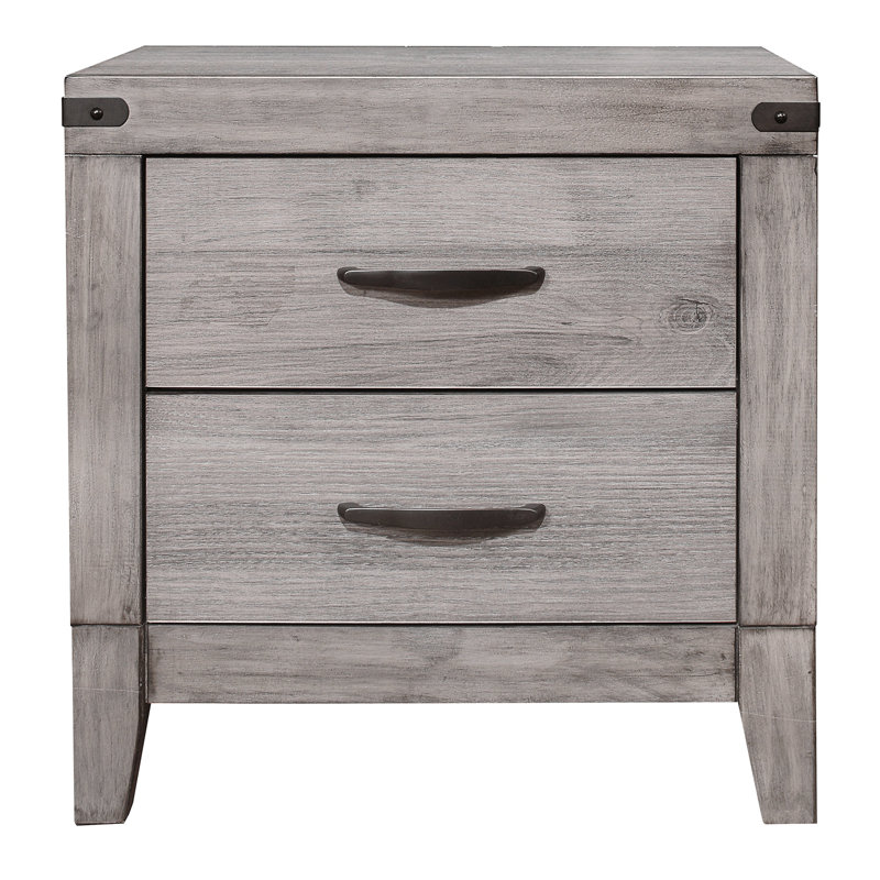 Table de chevet 2 tiroirs Hooksett, Gris clair