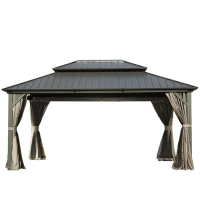 12X16 Ft Gazebo For A Comfortable Outdoor Workspace Modern With Galvanized Steel Roof Contemporary Backyard