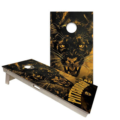 Pittsburgh Design 2x4 Cornhole Board Set | Includes (2) Boards (8) Bags & Optional Accessories