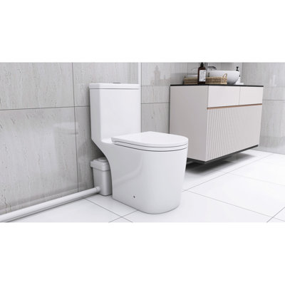 600w Macerating Toilet System For Basement: Dual Flush, 17.25" Comfort, Soft-close Seat, 3 Inlets, White Modern Design Basement Remodeling: Comfort Soft-close, Water