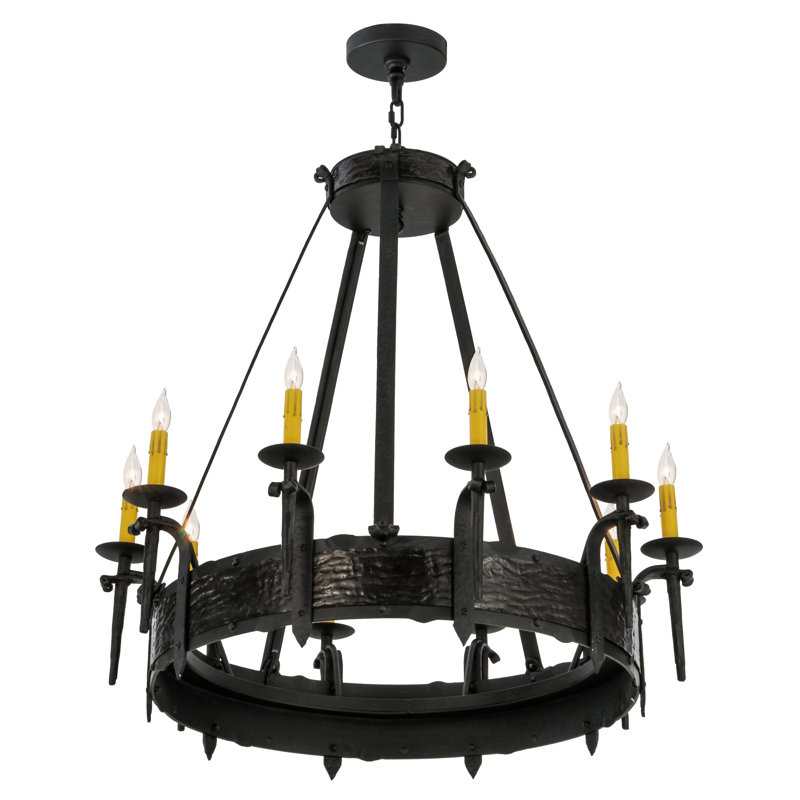 Lustre de roue de style bougie 10 lumières façon bougie Knighton