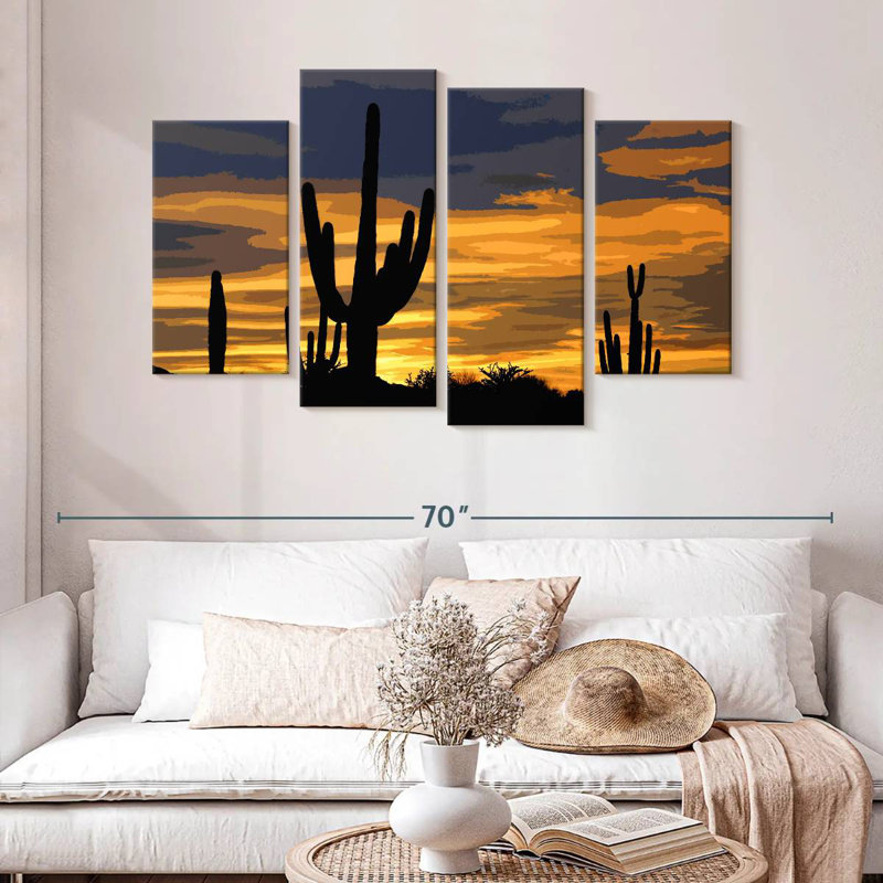 Cactus Sunset Illustration I, 32" H x 52" W