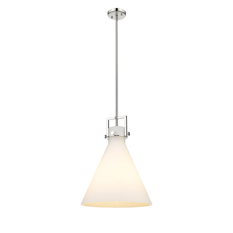 Luminaire suspendu avec tige 30 po Coterie, Blanc mat, H 20,38 po x l 16 po x P 16 po, Nickel poli