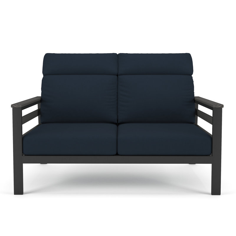 Townsend 55" Sunbrella® Patio Loveseat, Canvas Navy, Gray