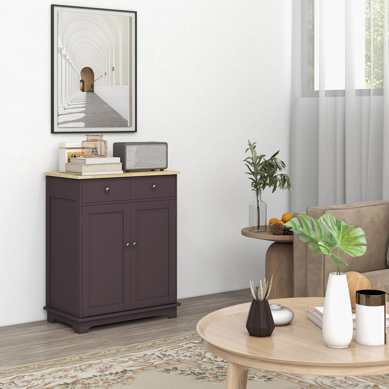 Sideboard with Countertop, Modern Kitchen Storage Cabinet, Coffee Bar Cabinet, Natural/Coffee