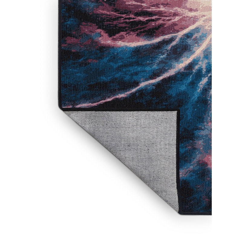 Tapis gris lavable à la machine, Rond 7 pi