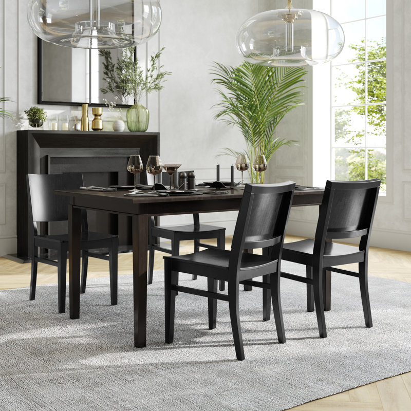 Commercial Solid Wood Dining Chair With Curved Backrest, Black