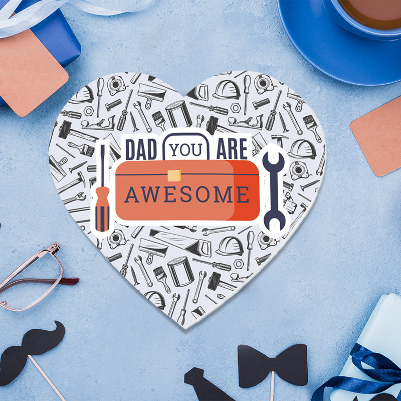 Boîte-cadeau réutilisable en forme de cœur avec couvercle «Dad You Are Awesome», fête des pères, boîte de 1