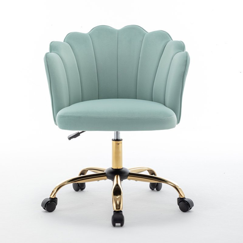 Izdyhaar Velvet Swivel Task Chair with Tufted Back, Sage