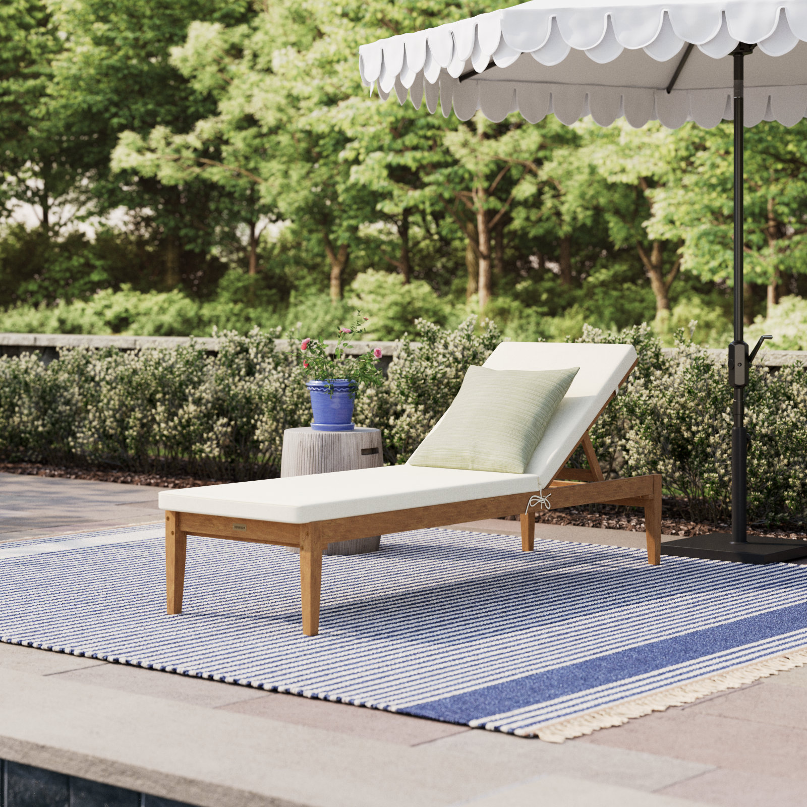 Arwen 23.6'' Outdoor Acacia Chaise Lounge, Natural