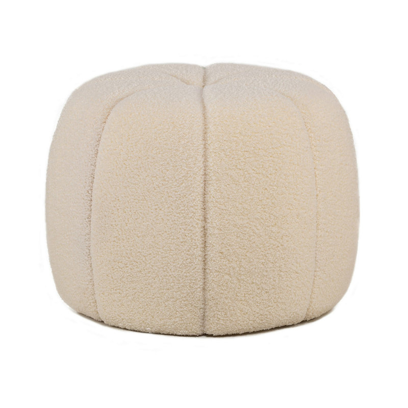 Brumfield with Stripes Pouf, White Boucle