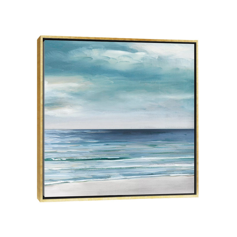 Blue Silver Shore II, No Mat, Gold Framed, 18" H x 18" W x 1.5" D