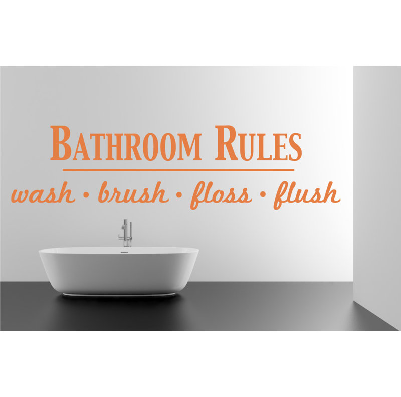 Décalcomanie murale règles de salle de bain, H 9 po x l 36 po x P 0,01 po, Kaki