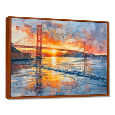 Décoration murale jaune et rouge Golden Gate Summer Sunset Glow IV - Ponts