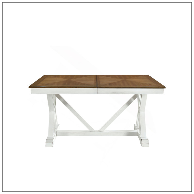 Table de salle à manger de style moderne avec finition blanche et chêne 1pc