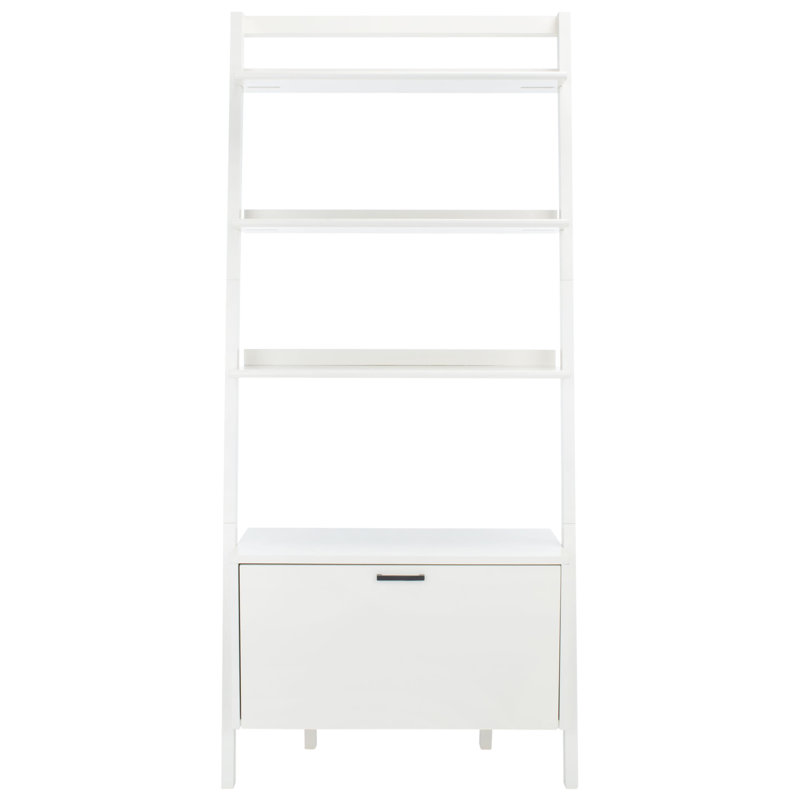 Bibliothèque échelle en bois massif Dametrice, H 72 po x l 32 po x P 15,4 po, Blanc