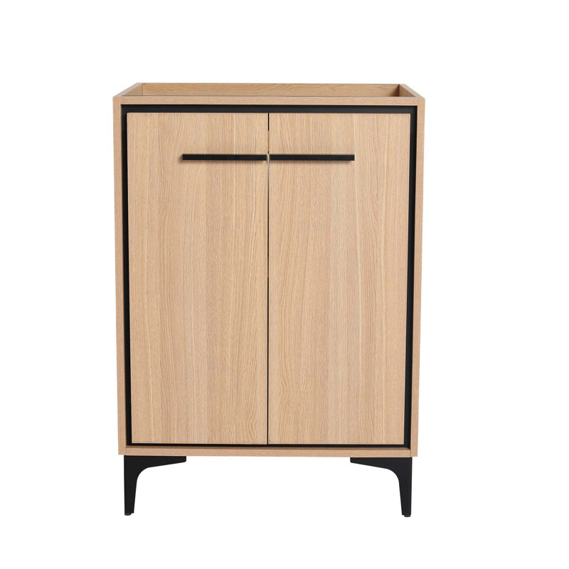 Meuble-lavabo 24 po sans lavabo supérieur, armoire de rangement moderne avec 2 portes à fermeture douce, meuble-lavabo simple