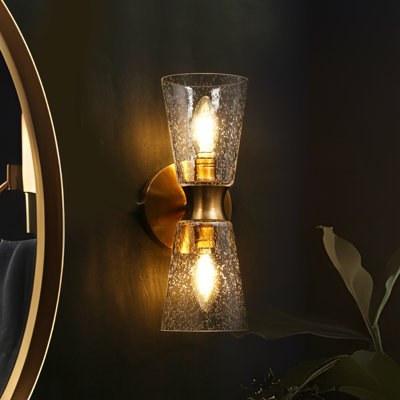 Éclairage pour salle de bain à 2 lumières à intensité variable en or rose