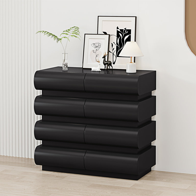 Commode 8 tiroirs pour chambre à coucher, Noir
