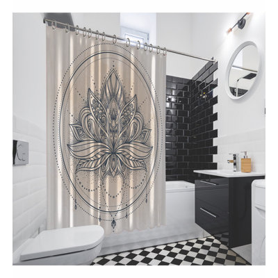 Rideau de douche simple 13 pièces + crochets