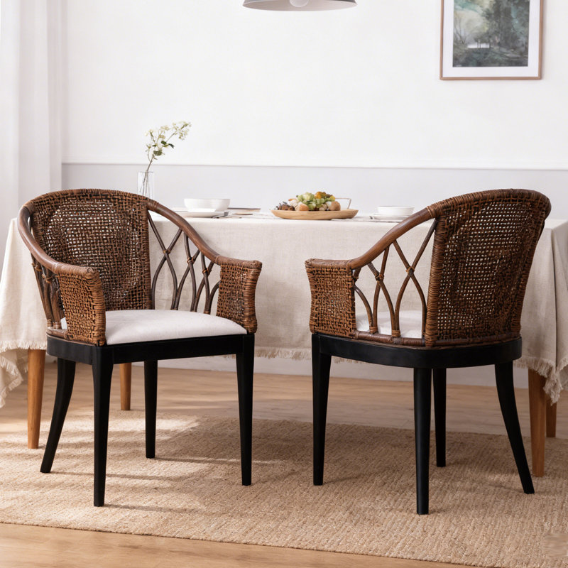 Chaise d'appoint rembourrée en rotin