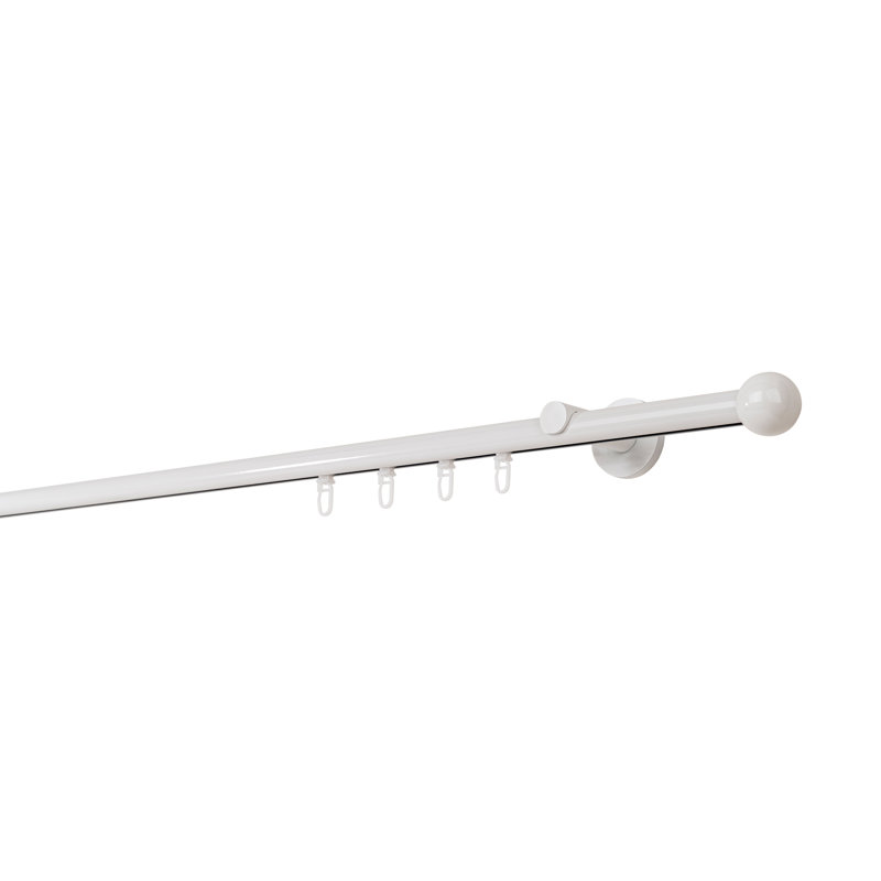 Curtain rod made to measure, inner barrel, 20mm ball, 2cm H x 300cm W x 6.5cm D, White