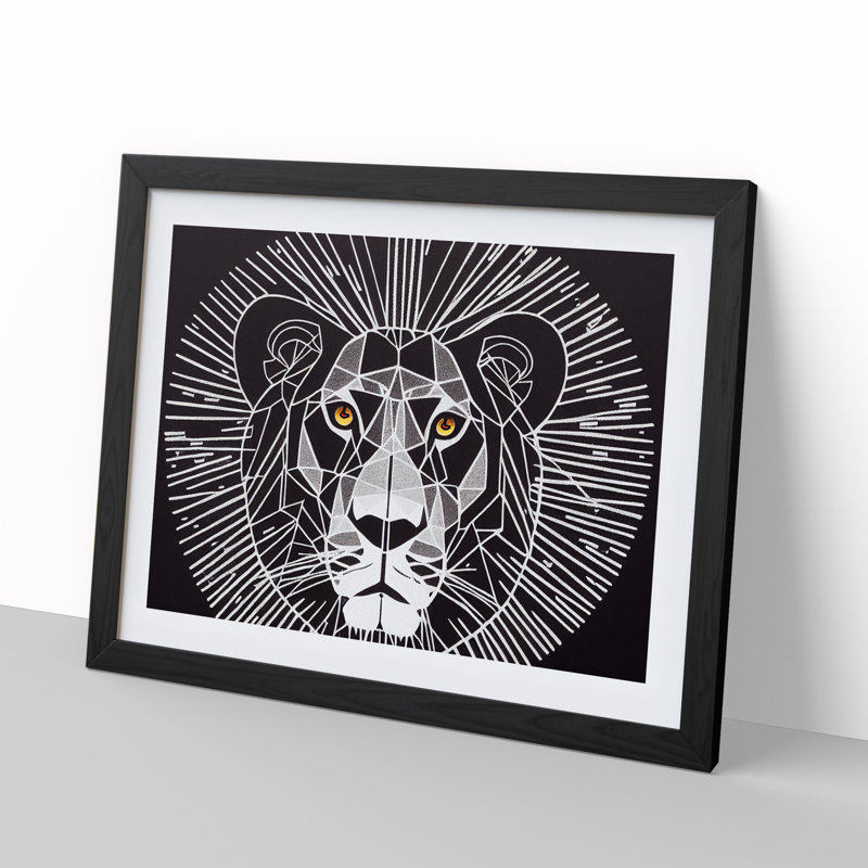 Unique Abstract Lion - Framed Print, Black, 46cm H x 64cm W x 2cm D