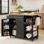 Elik Solid Wood Top Kitchen Island Cart with Wheels & Open Adjustable Shelves-86928173